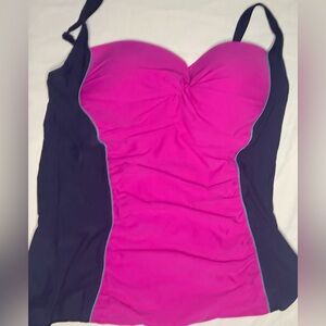 Women's Pink and navy blue swim Top